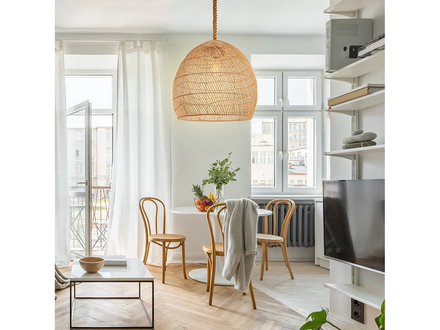 Suspension en rotin géométrique d50 cm x h50 cm