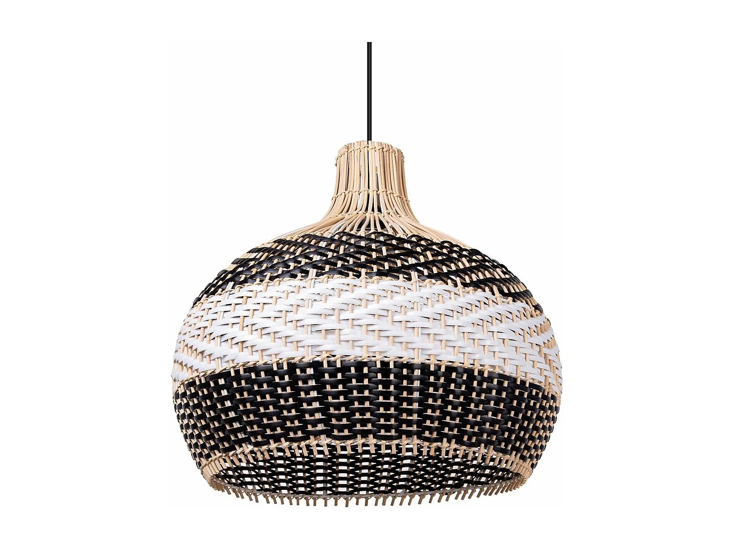 Luminaires suspendus rotin géométrique - noir - d40 cm x h40 cm