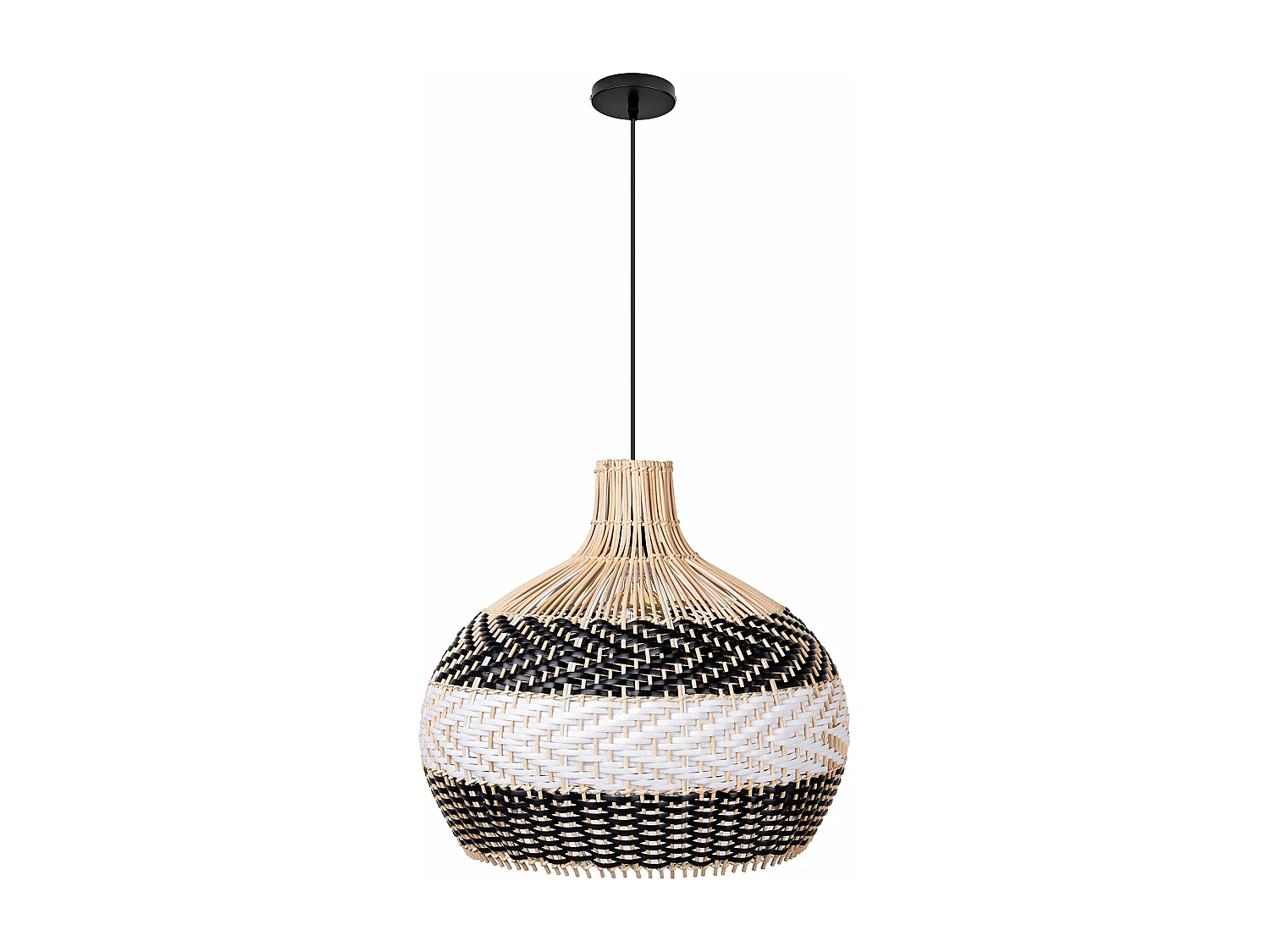 Luminaires suspendus rotin géométrique - noir - d40 cm x h40 cm