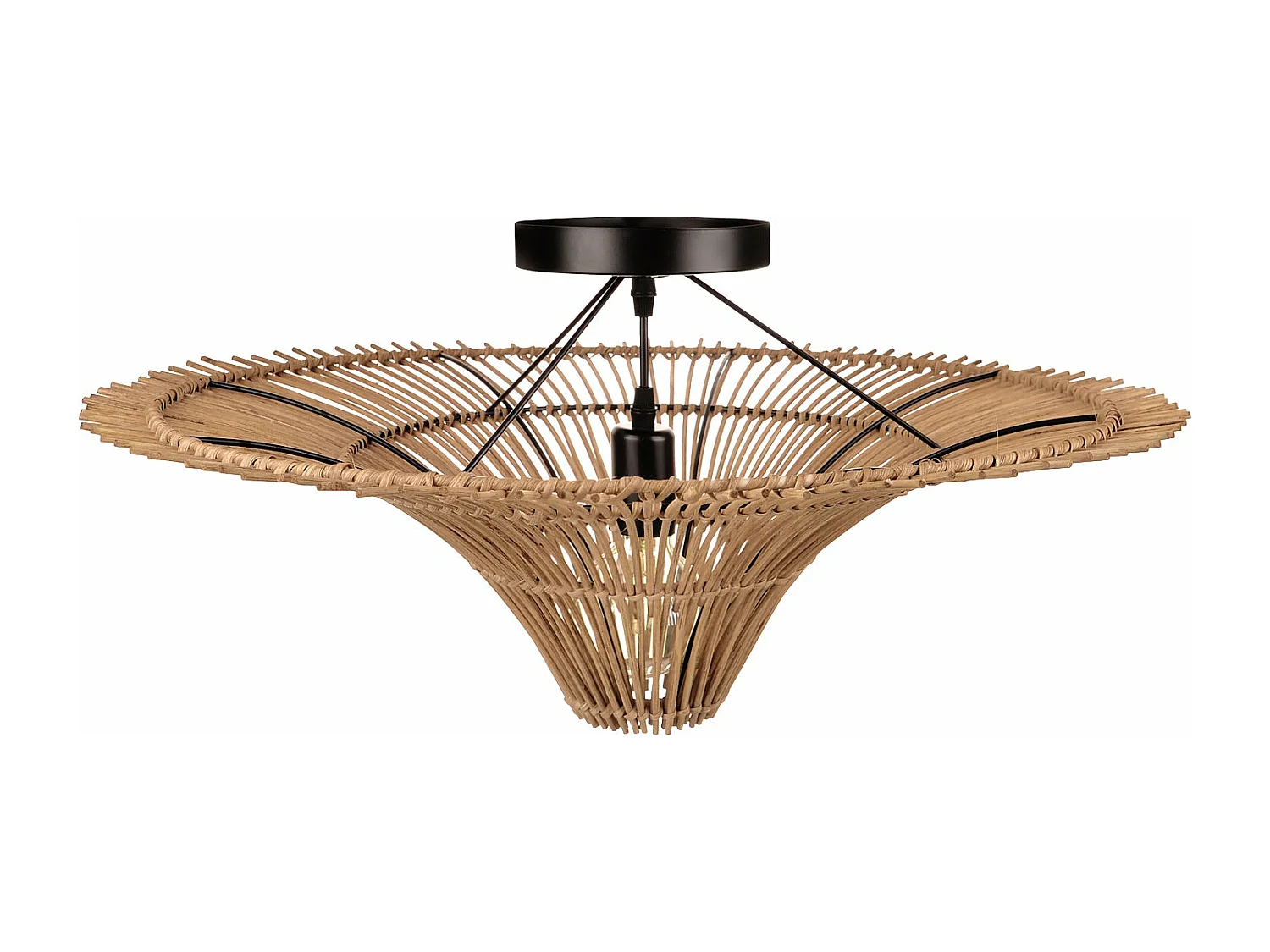 Suspension lustre et plafonnier rotin d60 cm x h18 cm