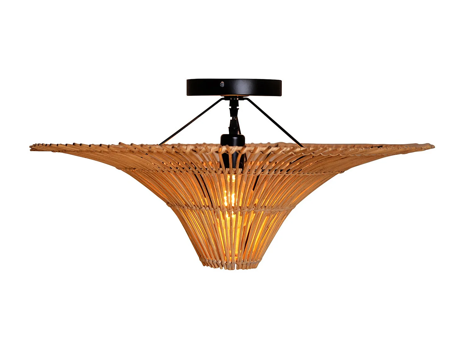 Suspension lustre et plafonnier rotin d60 cm x h18 cm