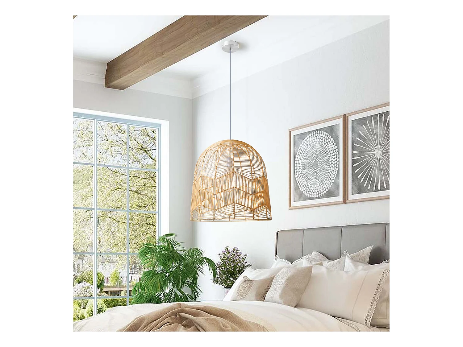 Lustre rotin suspension rotin naturel d50 cm x h50 cm