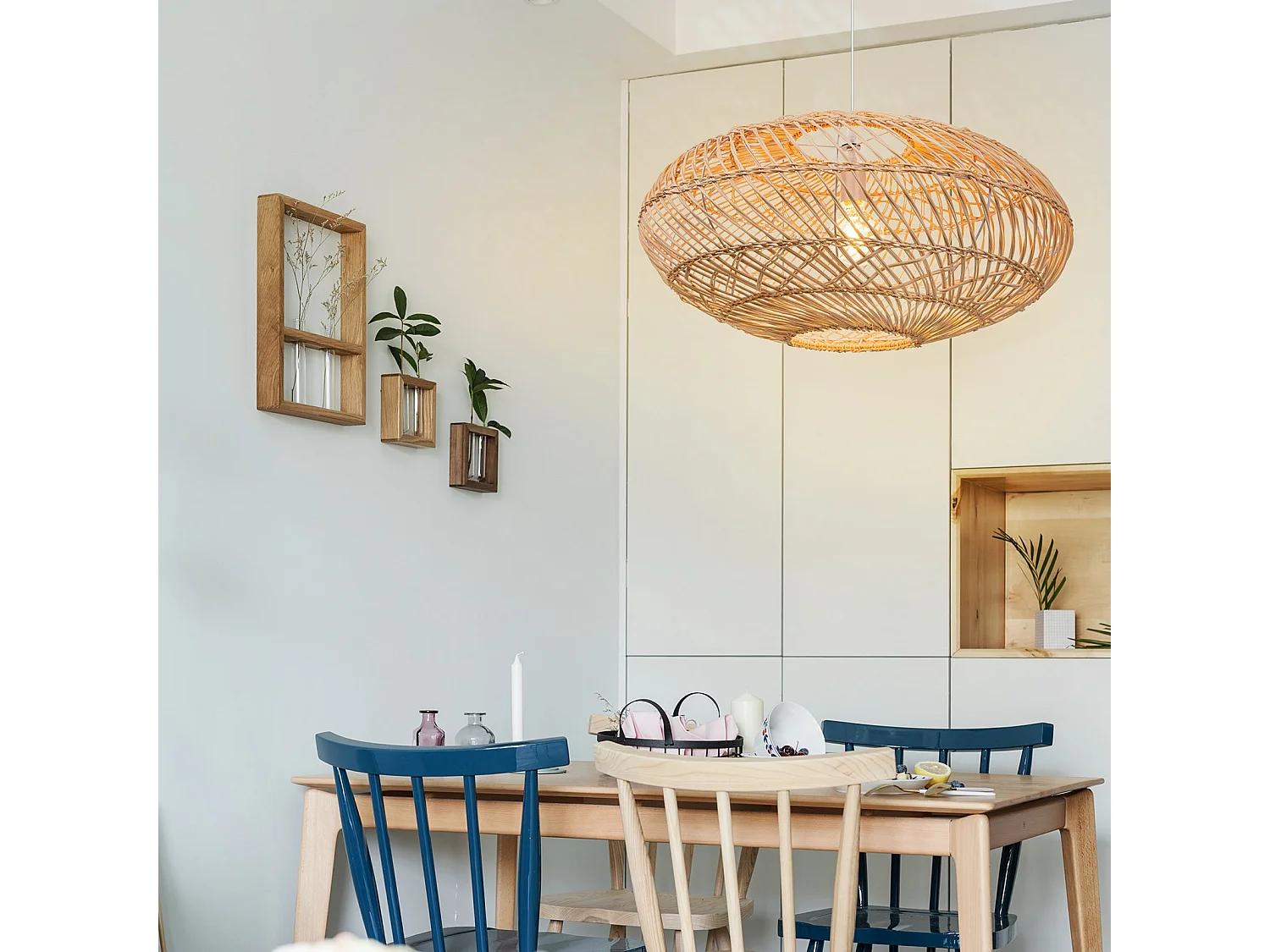 Suspension naturelle en bambou et métal d60cm x h25cm