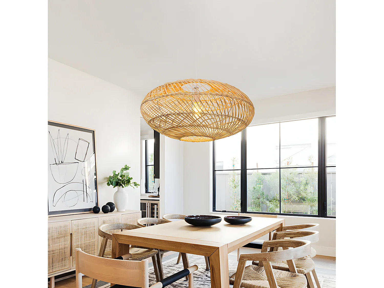 Suspension naturelle en bambou et métal d60cm x h25cm