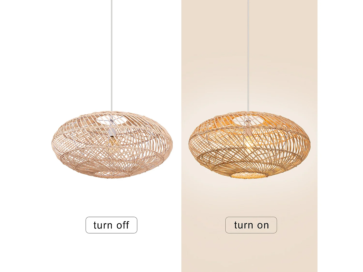 Suspension naturelle en bambou et métal d60cm x h25cm