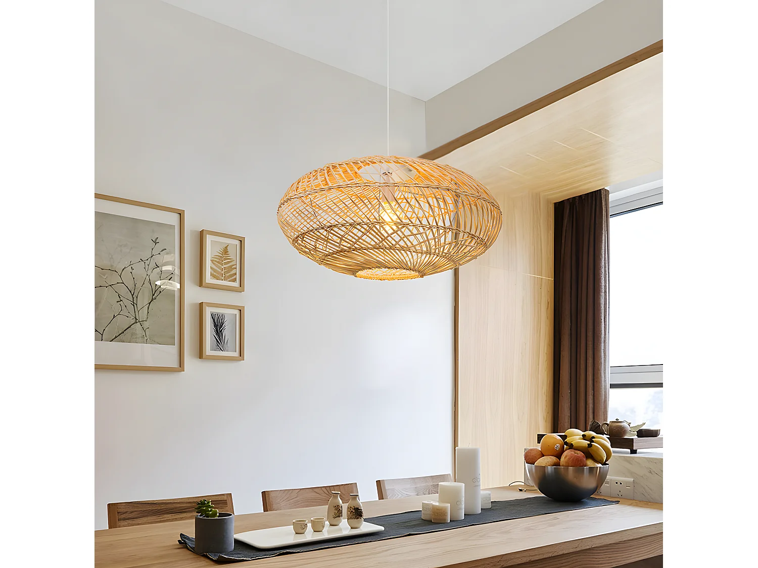 Suspension naturelle en bambou et métal d60cm x h25cm