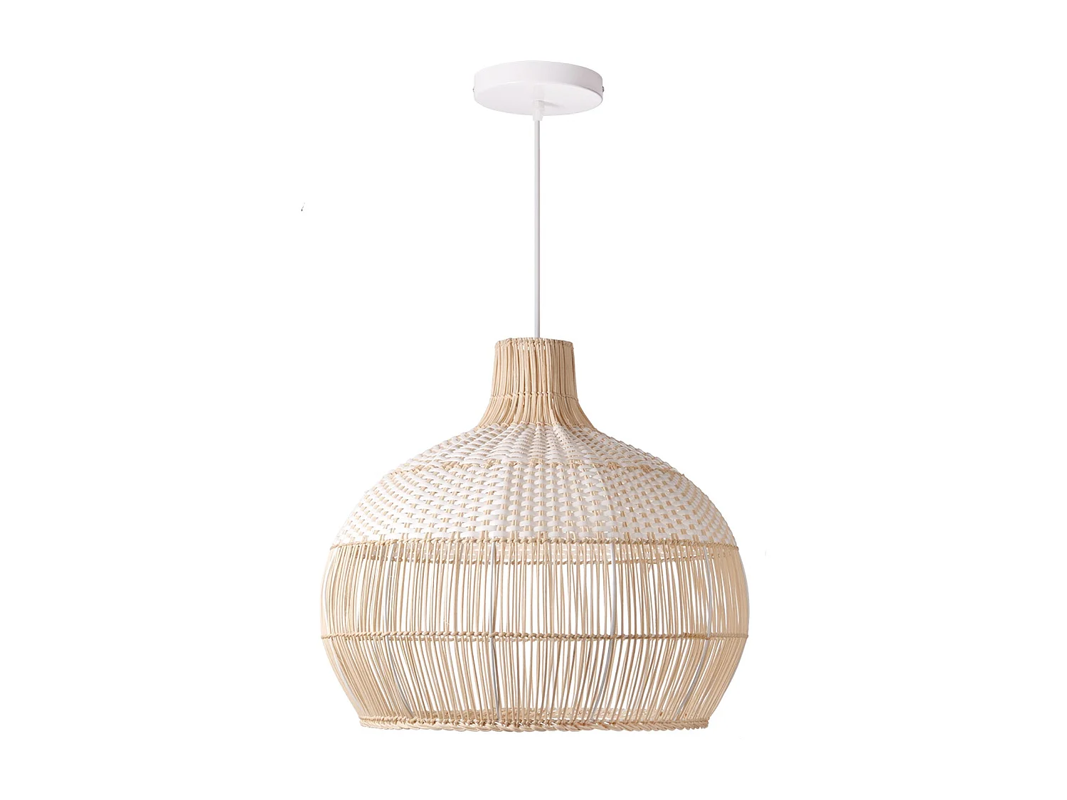 Luminaire suspension en rotin blanc  d40 cm x h40 cm
