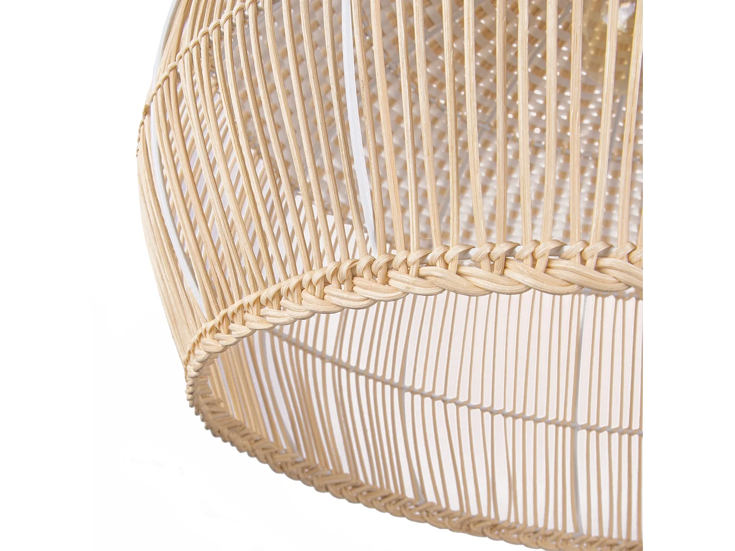 Luminaire suspension en rotin blanc  d40 cm x h40 cm