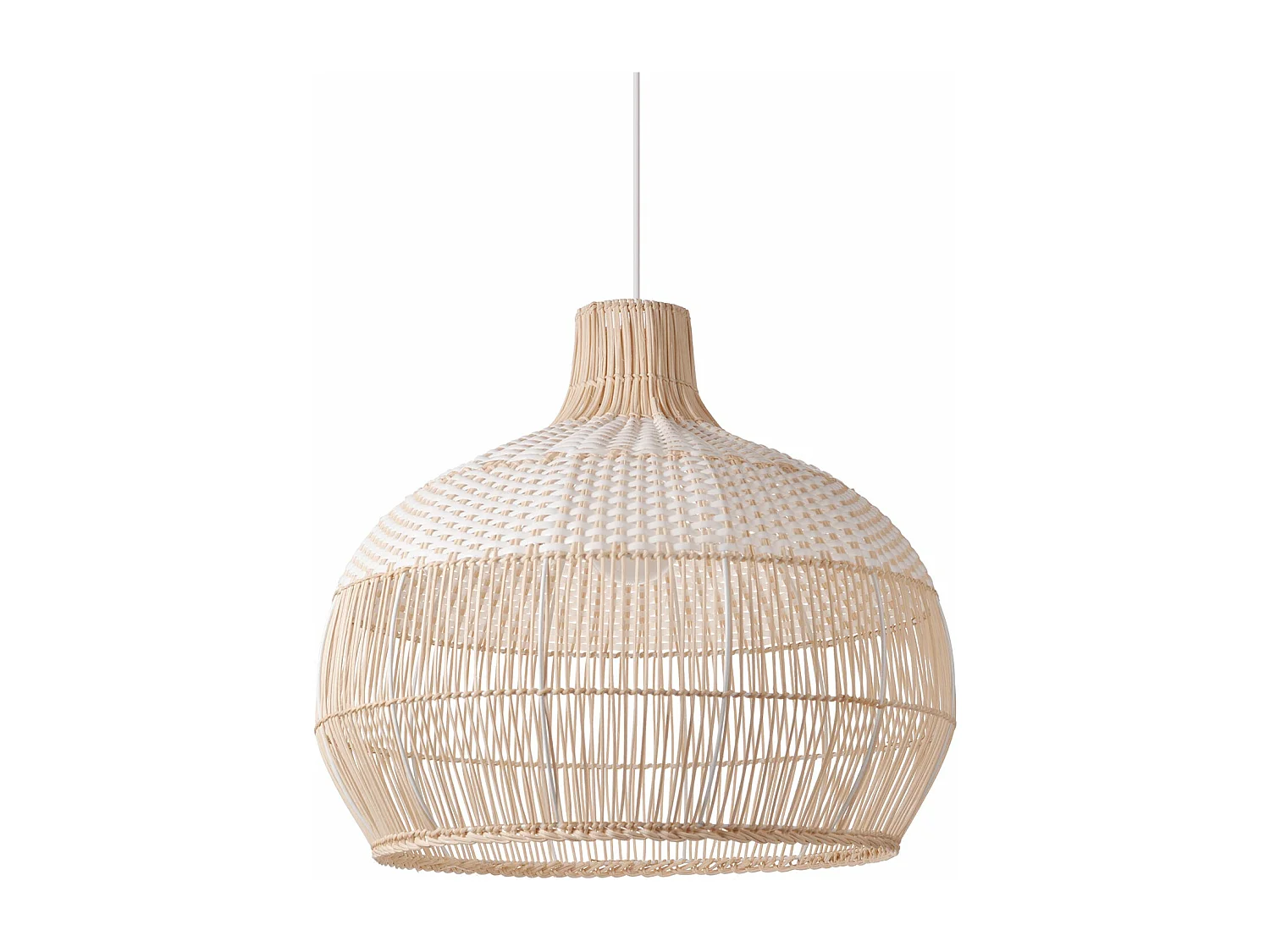 Luminaire suspension en rotin blanc  d40 cm x h40 cm