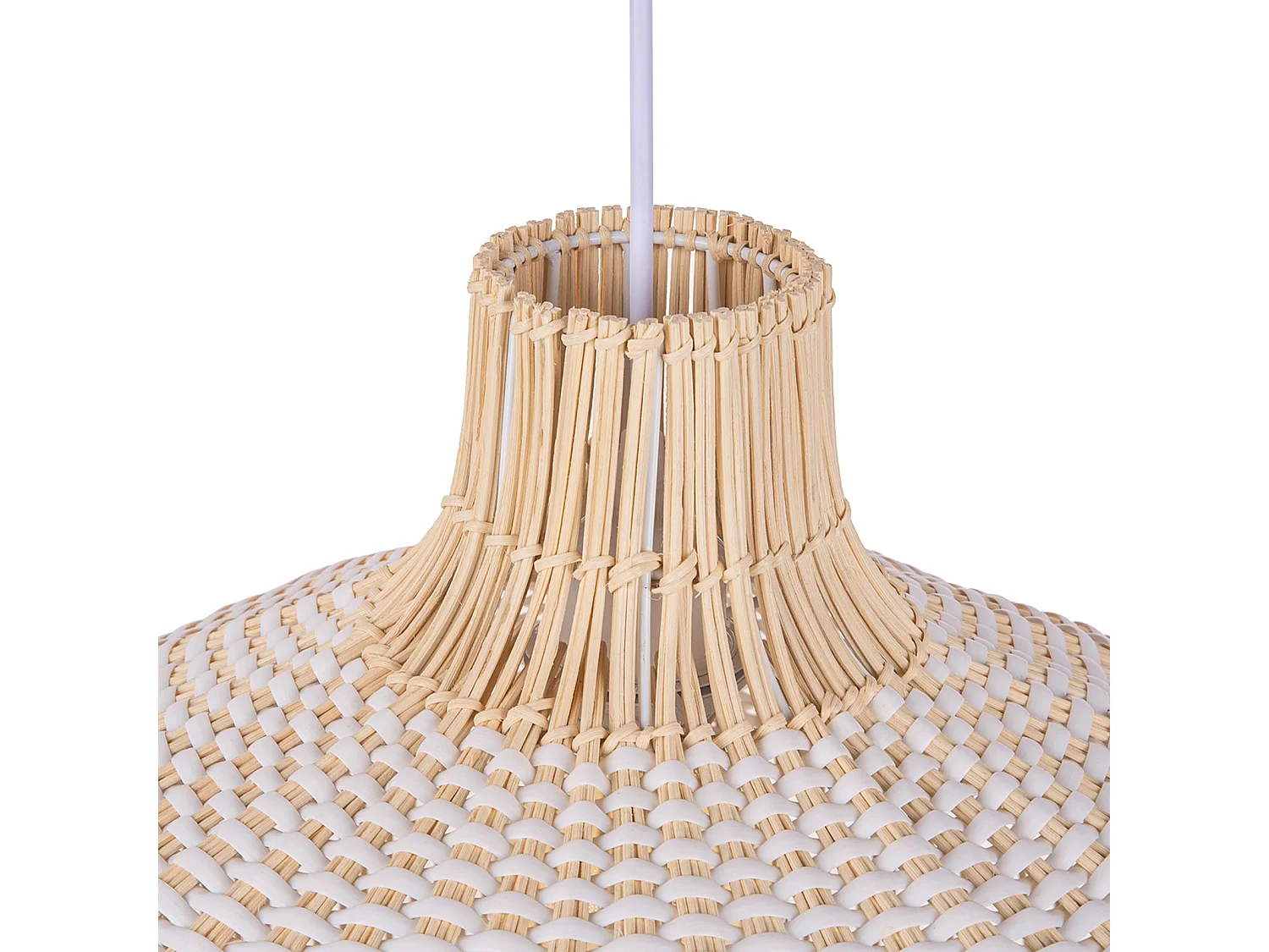 Luminaire suspension en rotin blanc  d40 cm x h40 cm