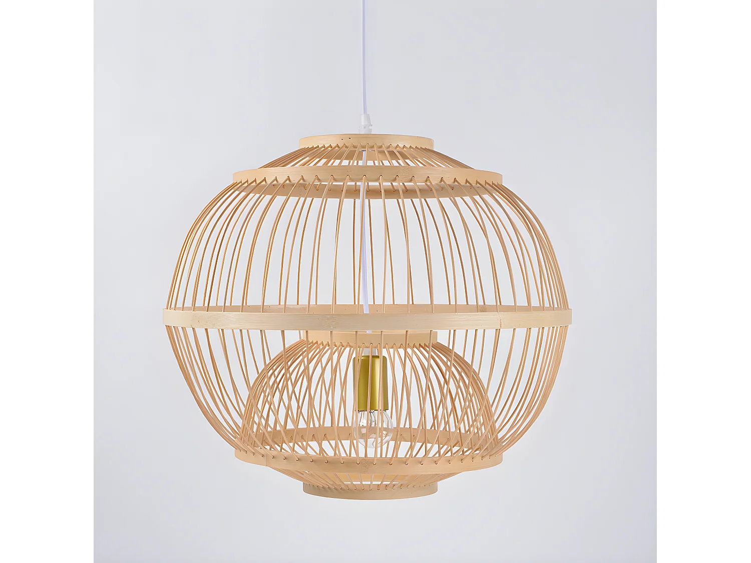 Lustre rotin suspension rotin naturel sphérique d45 cm x h45 cm