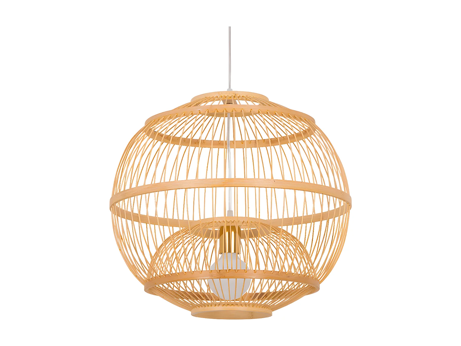 Lustre rotin suspension rotin naturel sphérique d45 cm x h45 cm