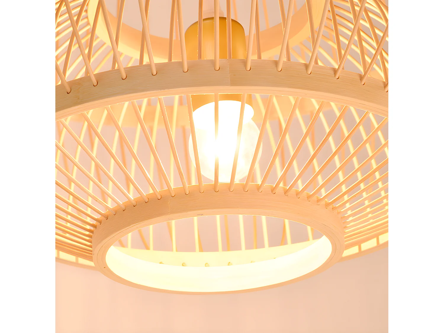 Lustre rotin suspension rotin naturel sphérique d45 cm x h45 cm