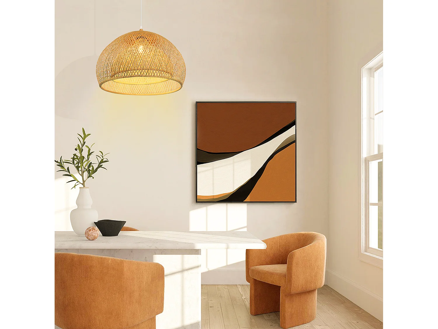 Suspension luminaire en bambou naturel d60 cm x h45 cm