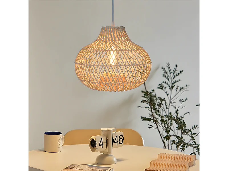 Lumière suspendue rotin naturel clair d40cm x h35cm