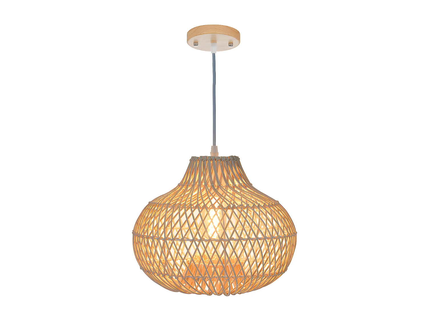 Lumière suspendue rotin naturel clair d40cm x h35cm