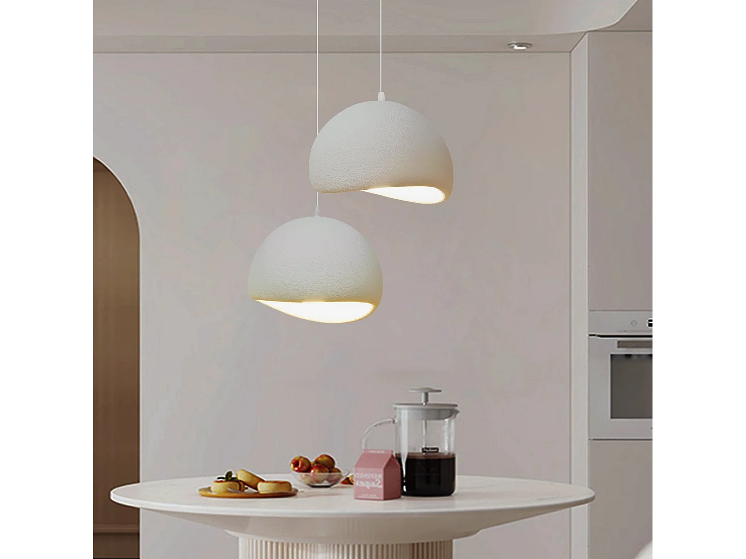 Lustre polyester suspension géométrique scandinave 50x30cm