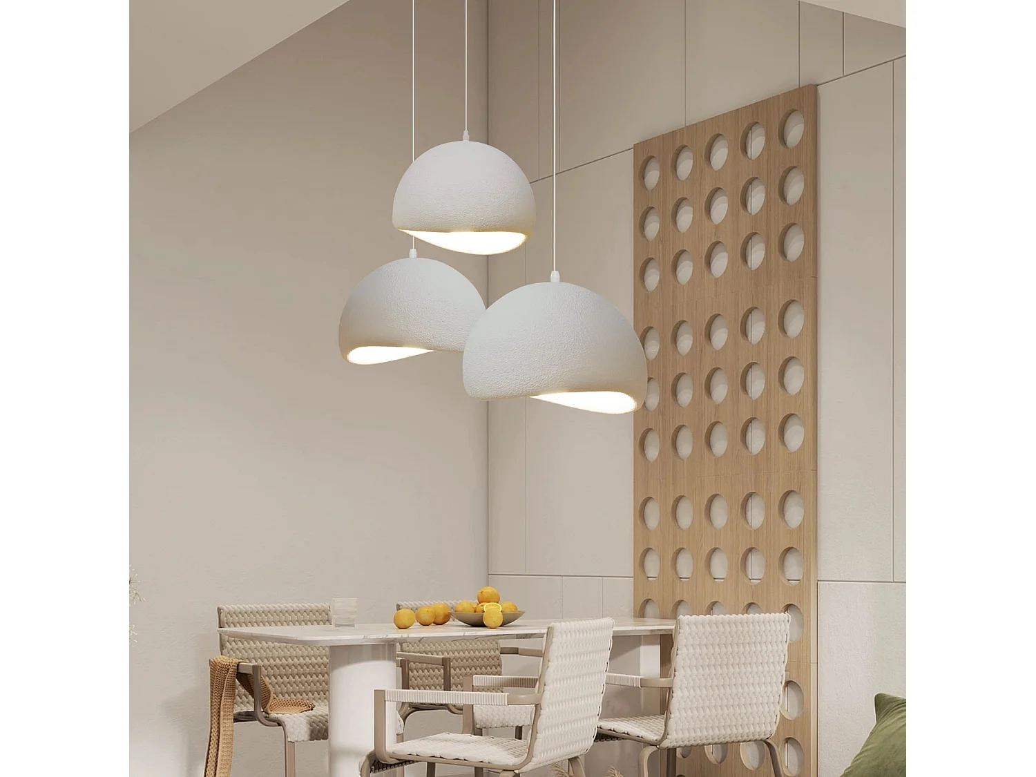 Lustre polyester suspension géométrique scandinave 50x30cm