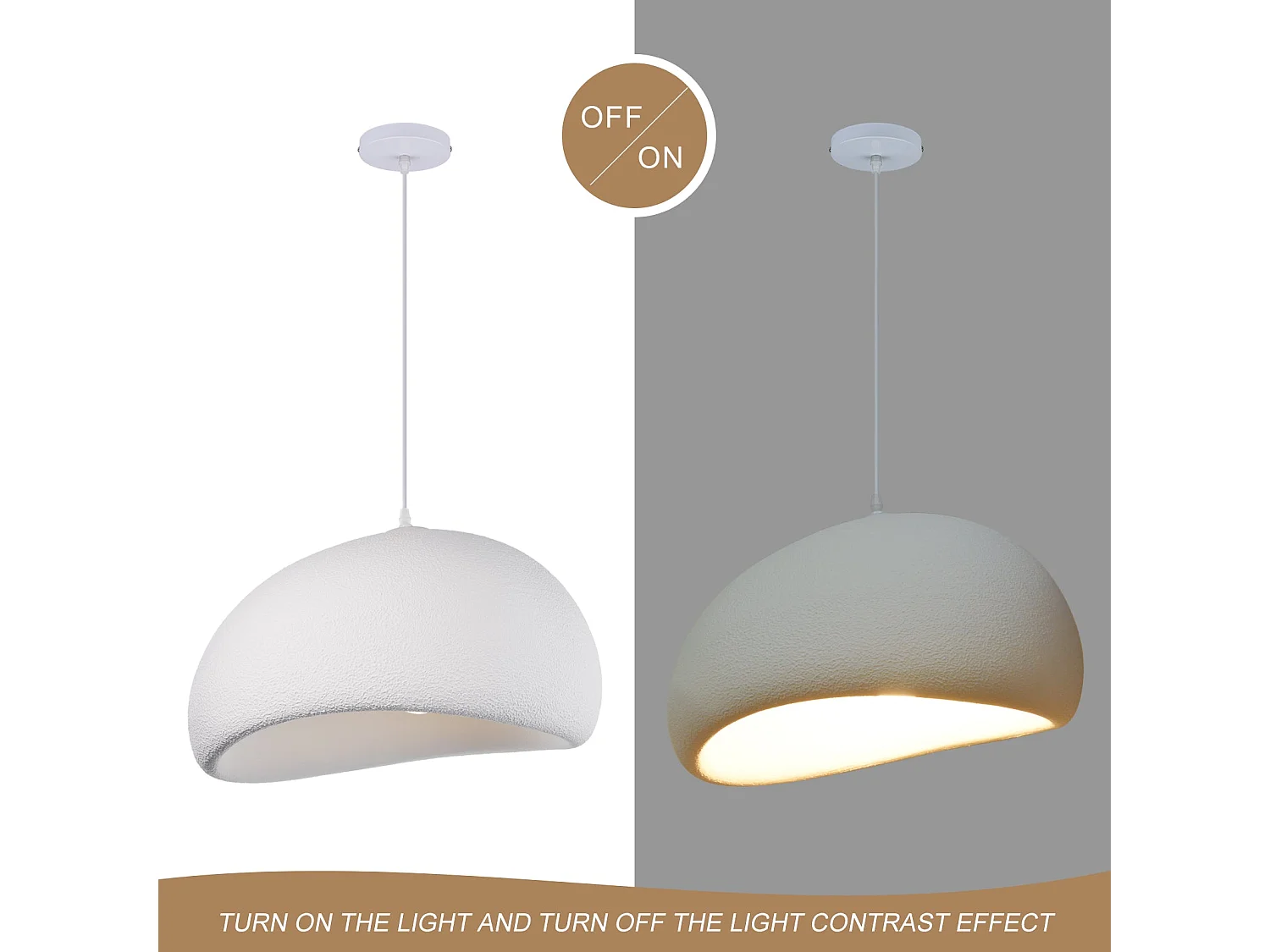 Lustre polyester suspension géométrique scandinave 50x30cm