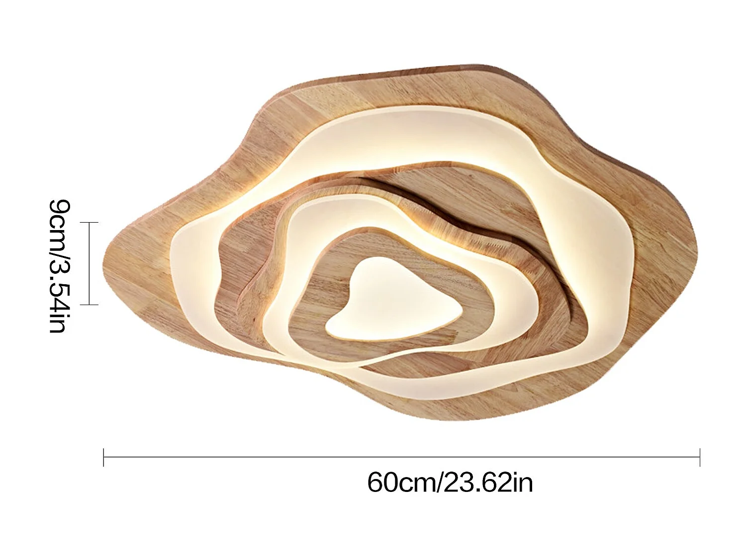 Plafonnier en bois naturel led d40cm x h10cm