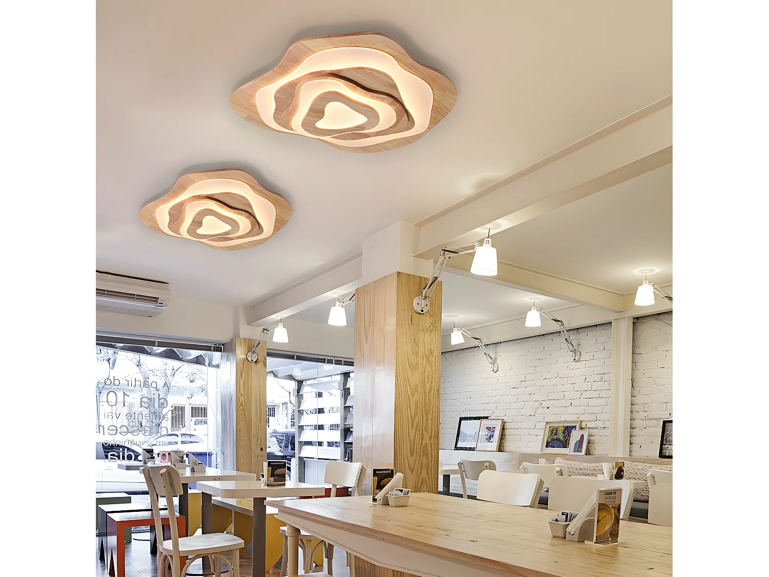 Plafonnier en bois naturel led d40cm x h10cm