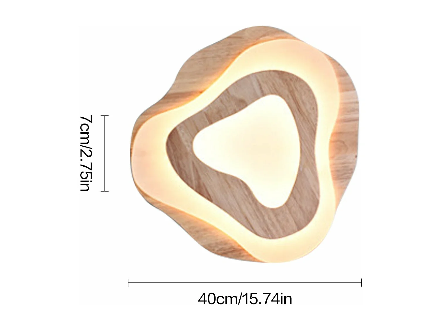 Plafonnier en bois naturel led d60cm x h12cm