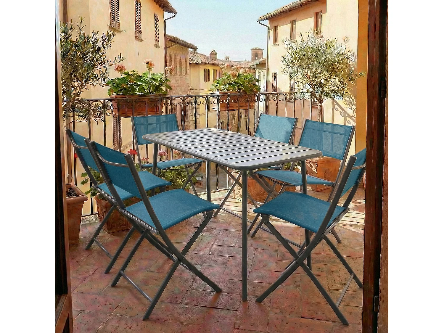 Garden chair Sumila Turquoise H. 79 x W. 45 x D. 46 cm