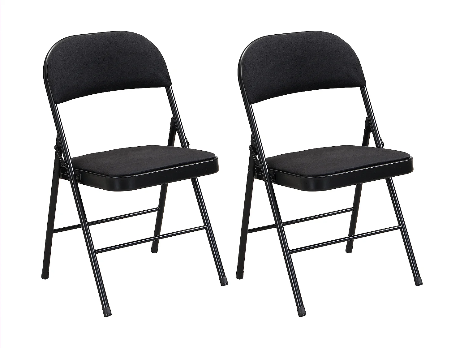 Set van 2 klapstoelen van velours en metaal - Zwart - ORTENSIA