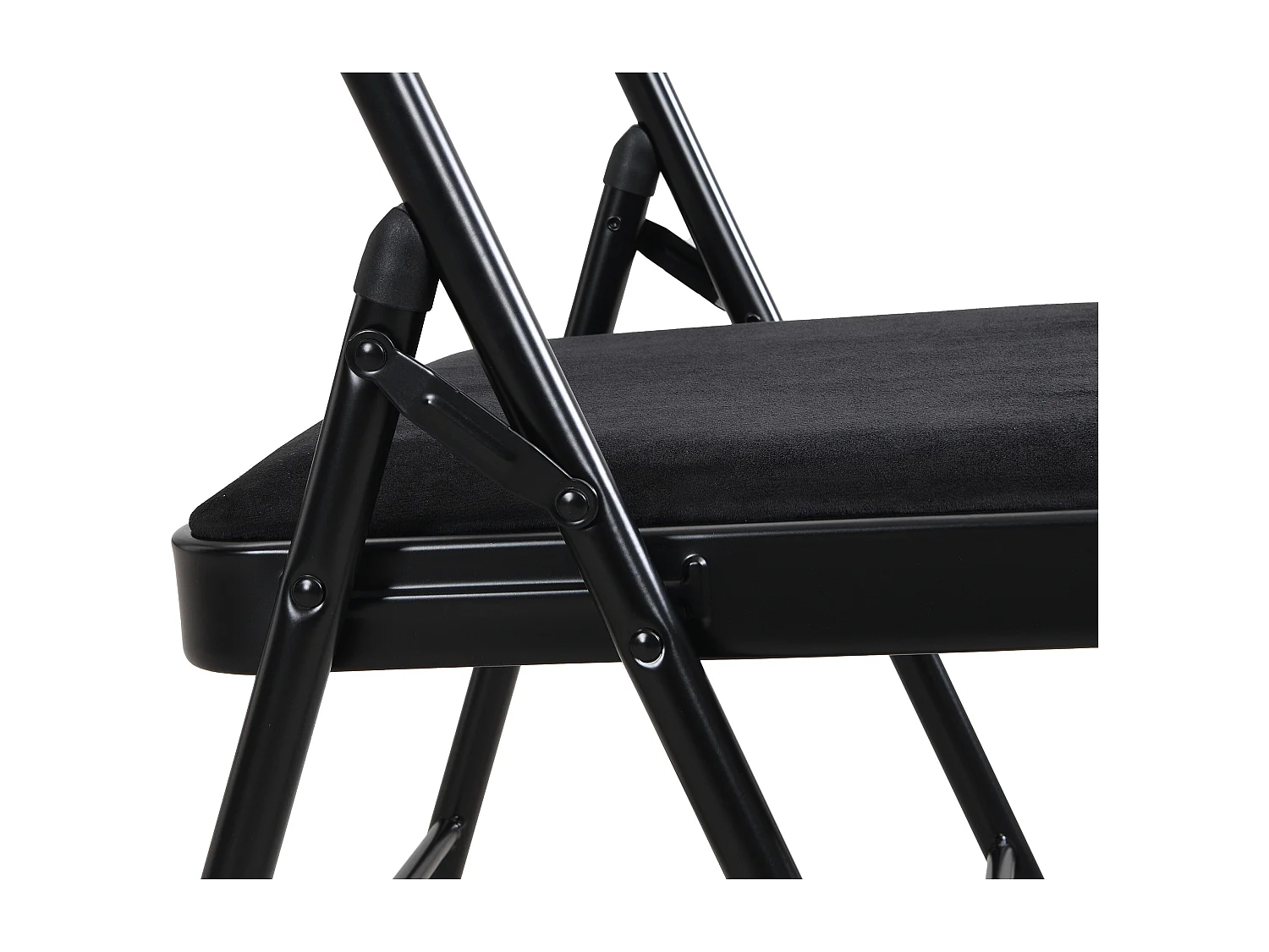 Set van 2 klapstoelen van velours en metaal - Zwart - ORTENSIA