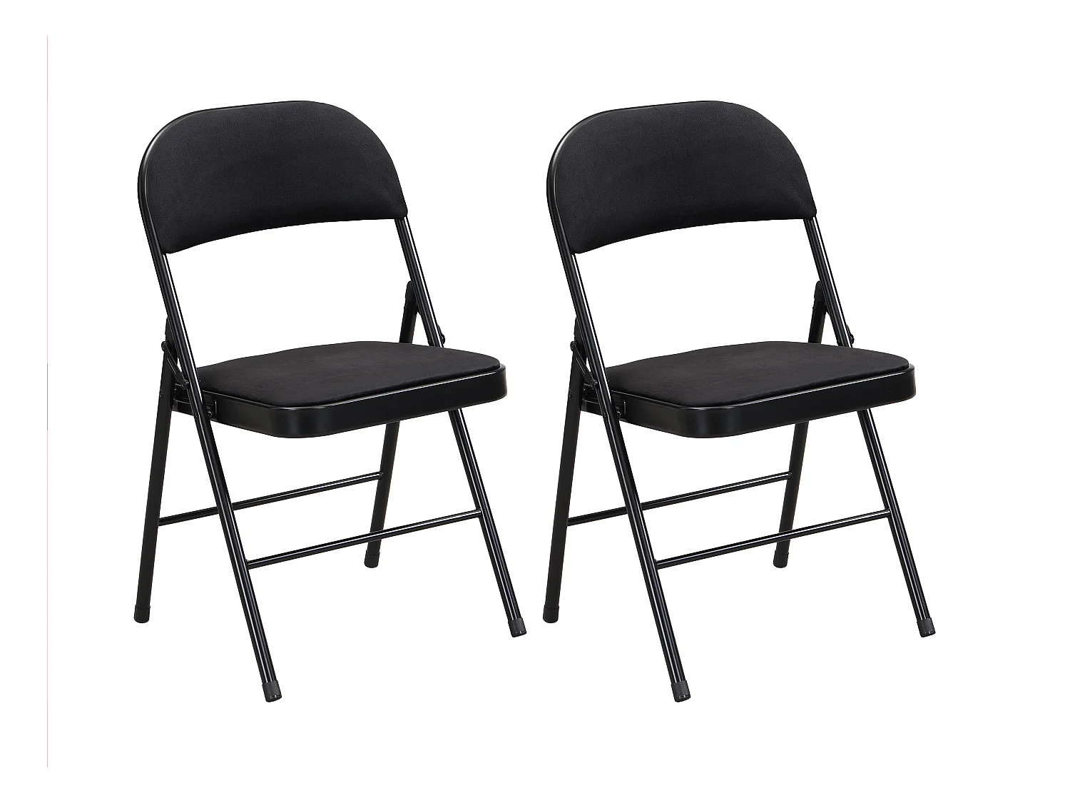 Juego de 2 sillas plegables de terciopelo y metal - Negro - ORTENSIA