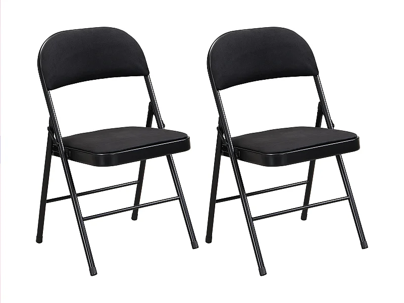 Klappstuhl 2er-Set - Samt & Metall - Schwarz - ORTENSIA