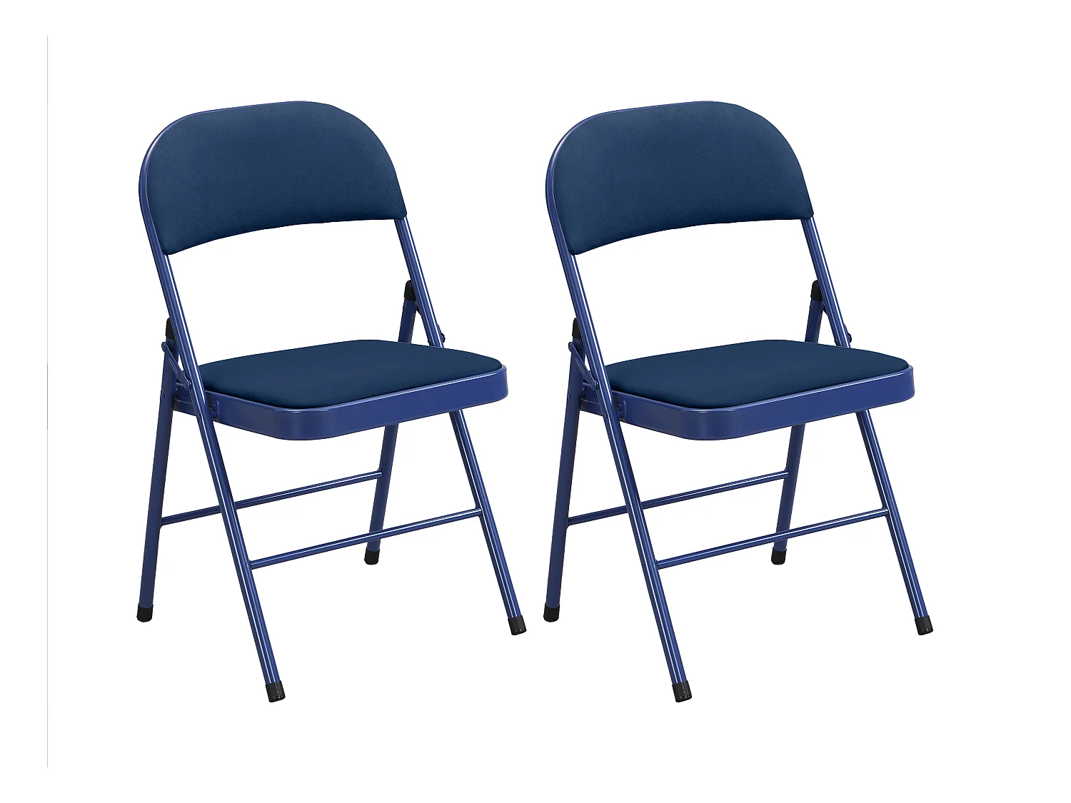 Juego de 2 sillas plegables de terciopelo y metal - Azul - ORTENSIA