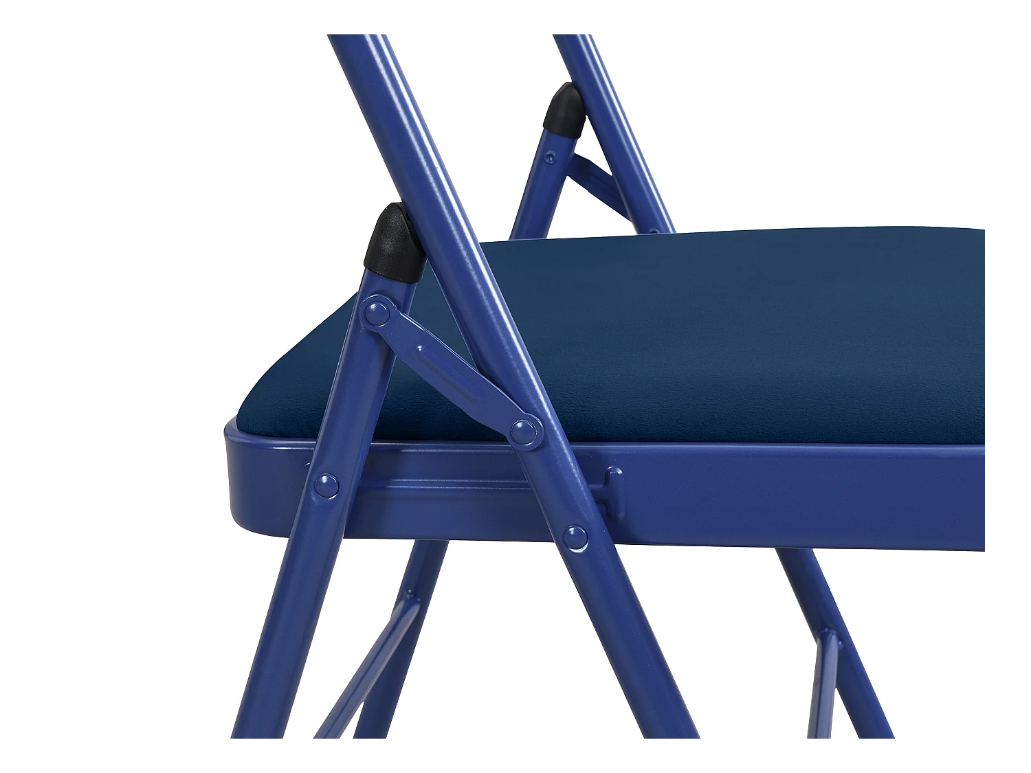 Juego de 2 sillas plegables de terciopelo y metal - Azul - ORTENSIA