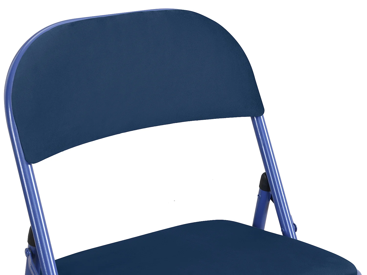 Lot de 2 chaises pliantes en velours et métal - Bleu - ORTENSIA