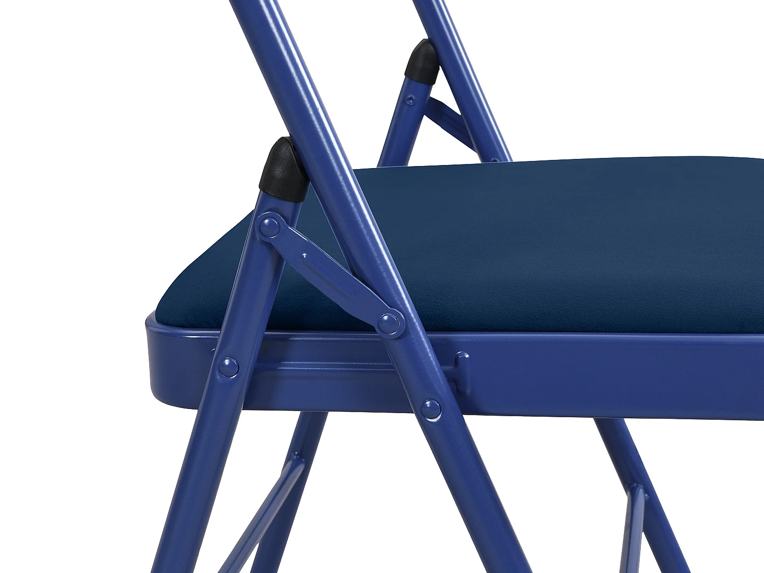 Lot de 2 chaises pliantes en velours et métal - Bleu - ORTENSIA