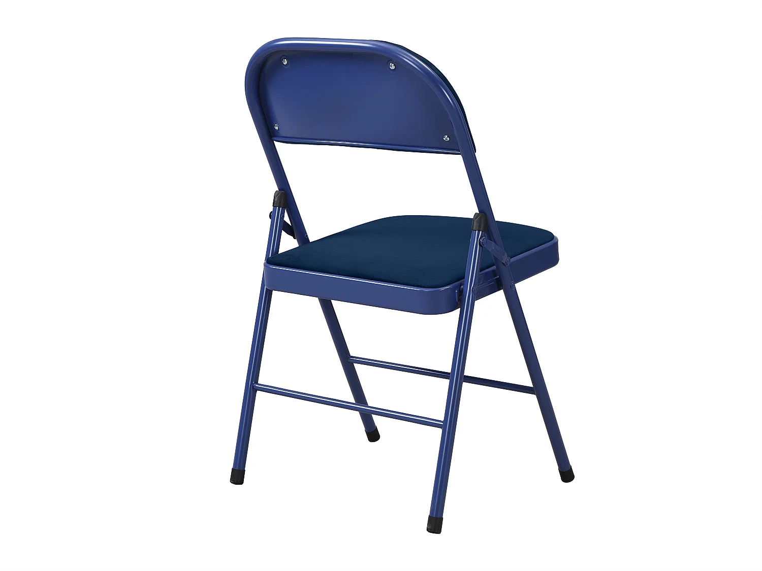 Lot de 2 chaises pliantes en velours et métal - Bleu - ORTENSIA