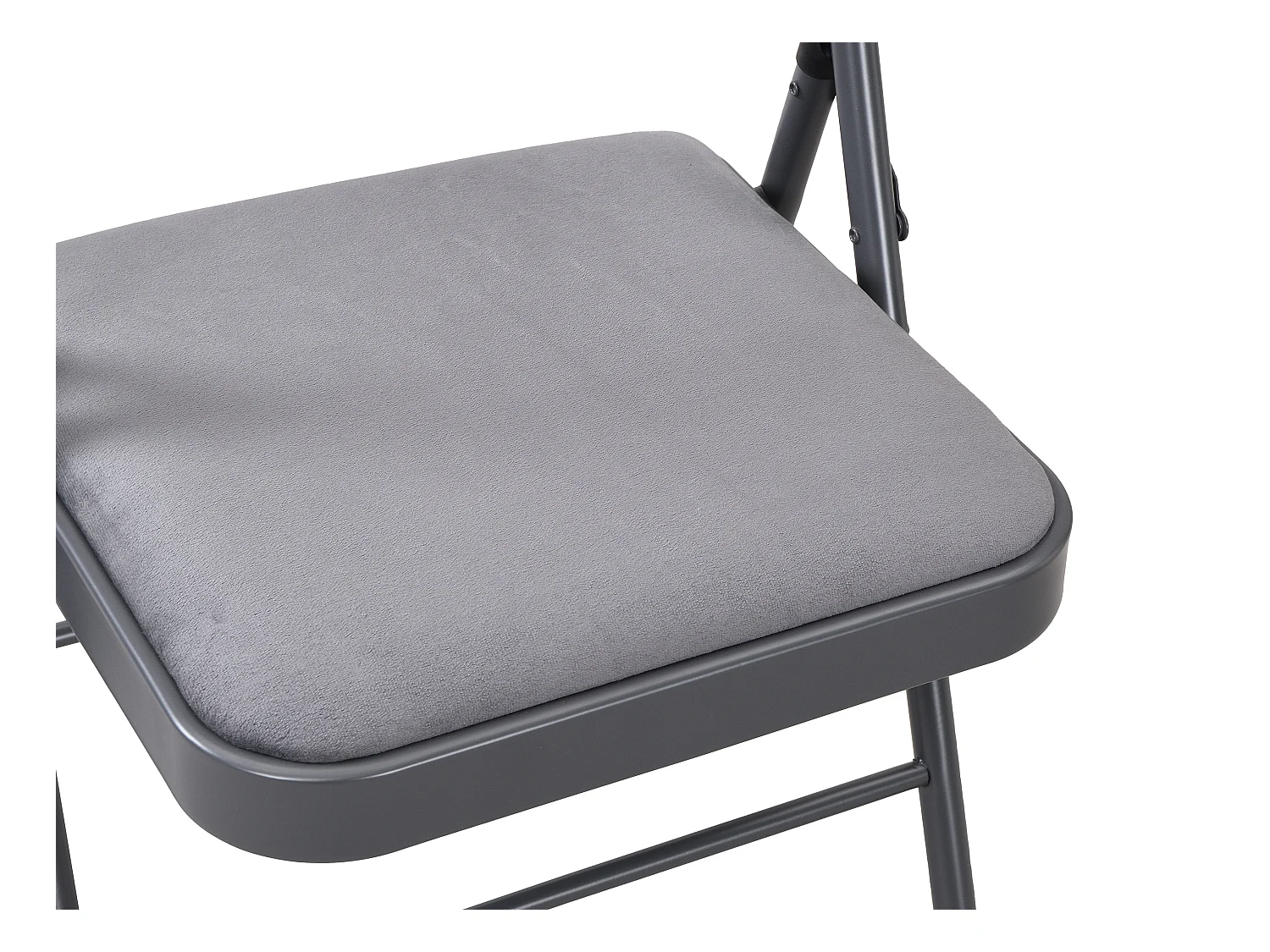 Juego de 2 sillas plegables de terciopelo y metal - Gris - ORTENSIA