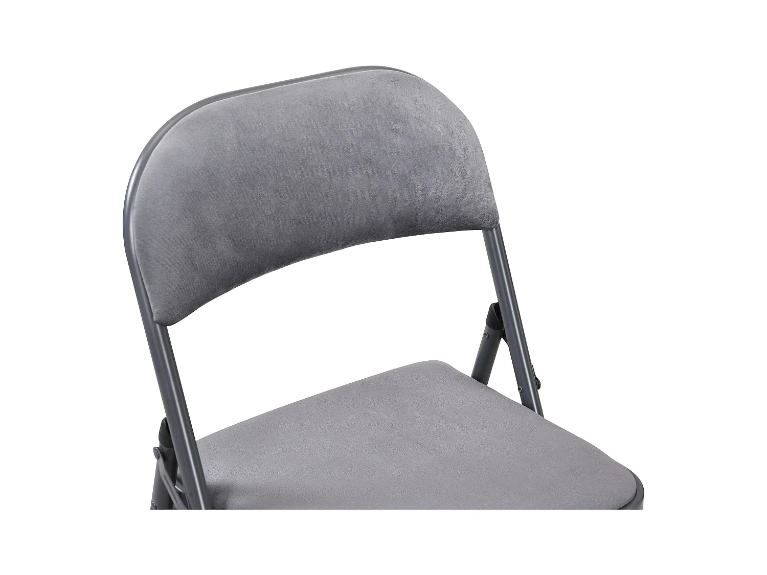 Juego de 2 sillas plegables de terciopelo y metal - Gris - ORTENSIA