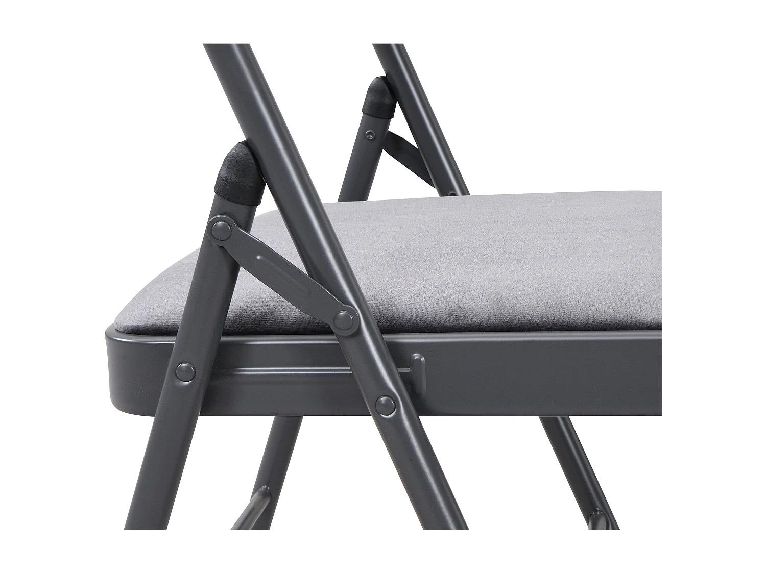 Lot de 2 chaises pliantes en velours et métal - Gris - ORTENSIA