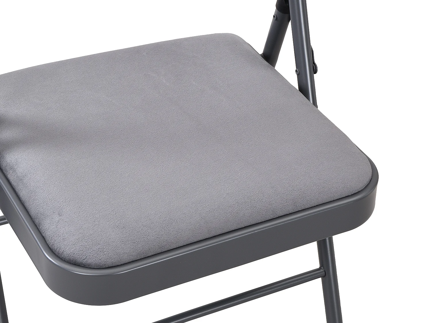 Lot de 2 chaises pliantes en velours et métal - Gris - ORTENSIA