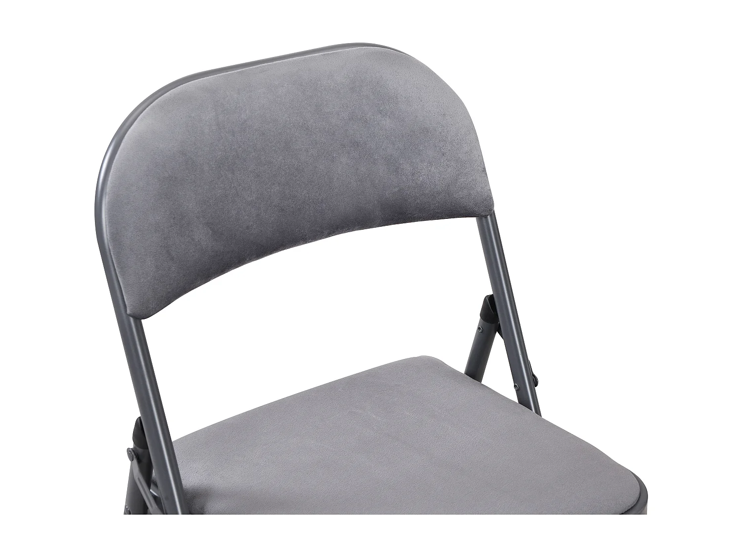 Lot de 2 chaises pliantes en velours et métal - Gris - ORTENSIA