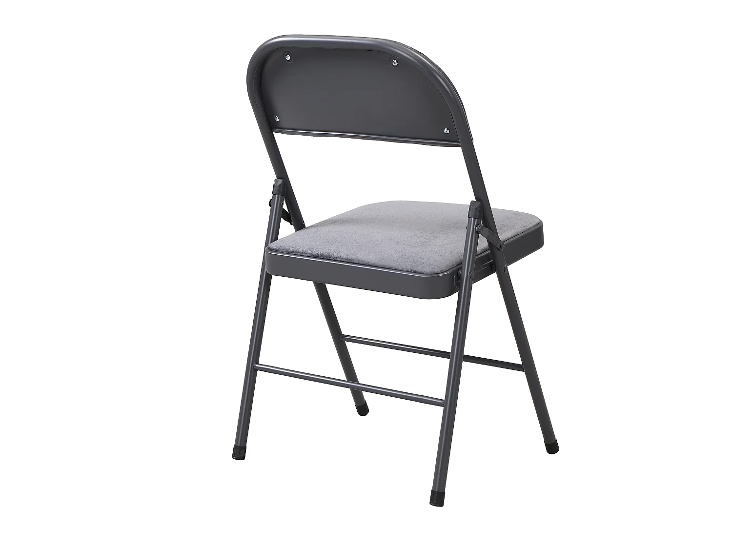 Lot de 2 chaises pliantes en velours et métal - Gris - ORTENSIA