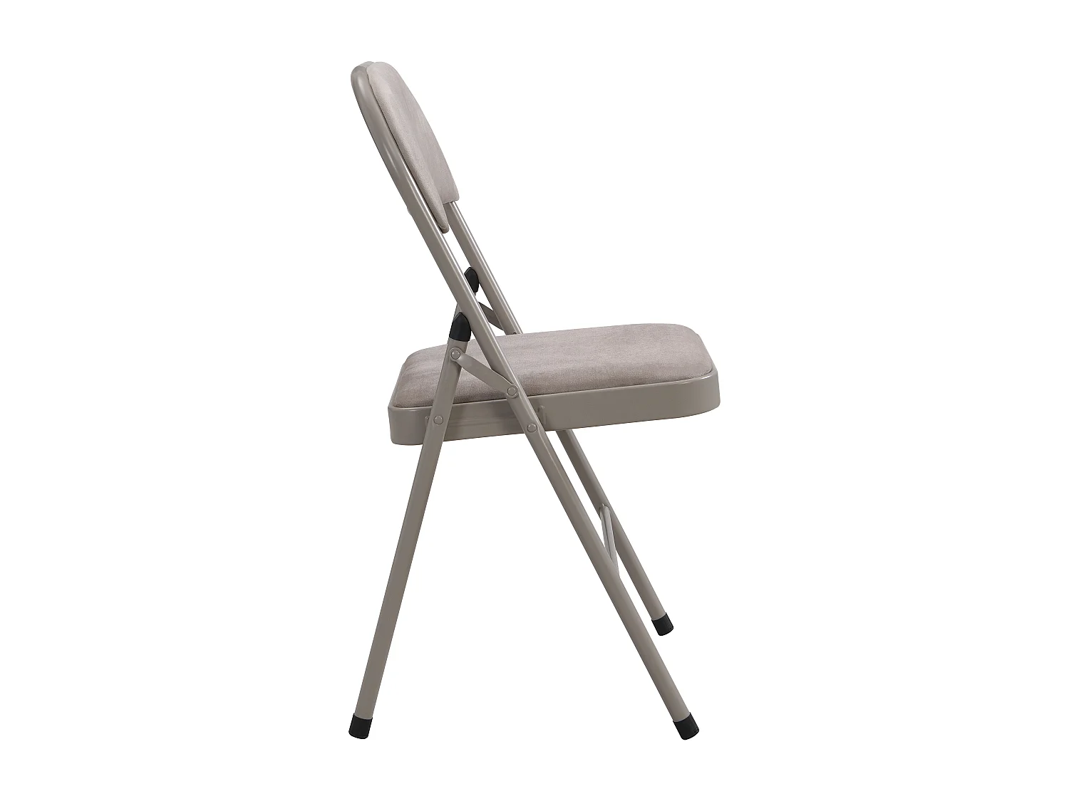 Lot de 2 chaises pliantes en velours et métal - Taupe - ORTENSIA