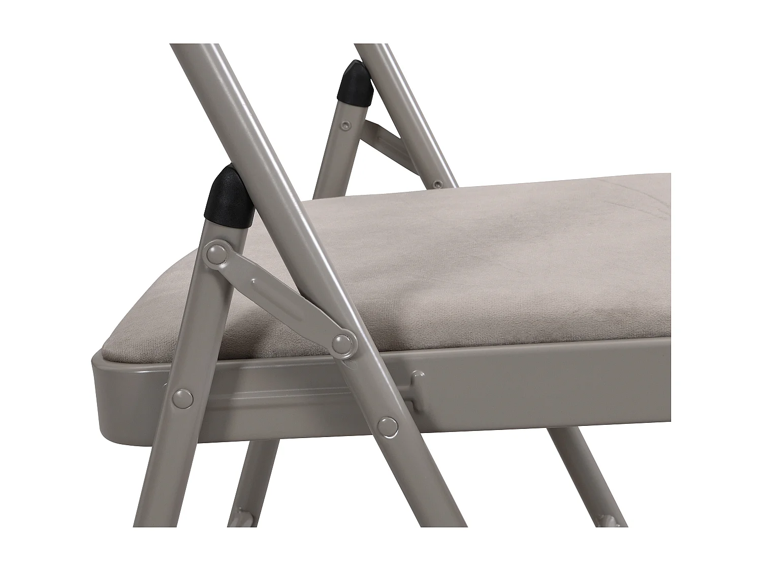 Lot de 2 chaises pliantes en velours et métal - Taupe - ORTENSIA