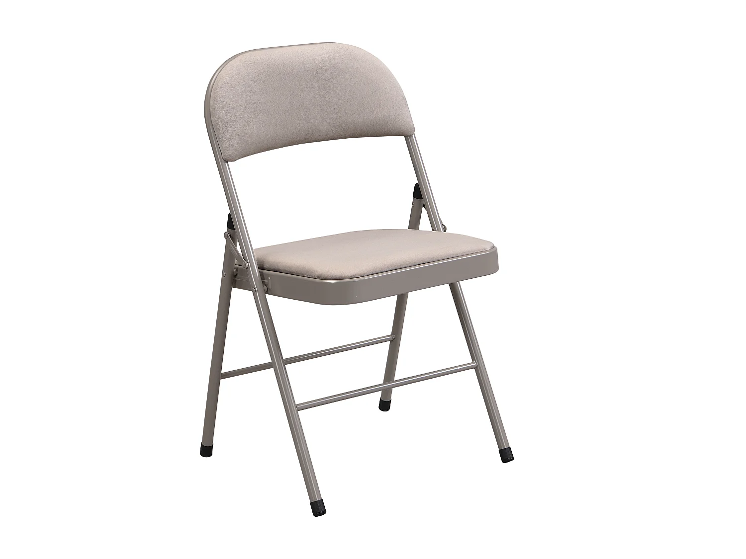 Lot de 2 chaises pliantes en velours et métal - Taupe - ORTENSIA