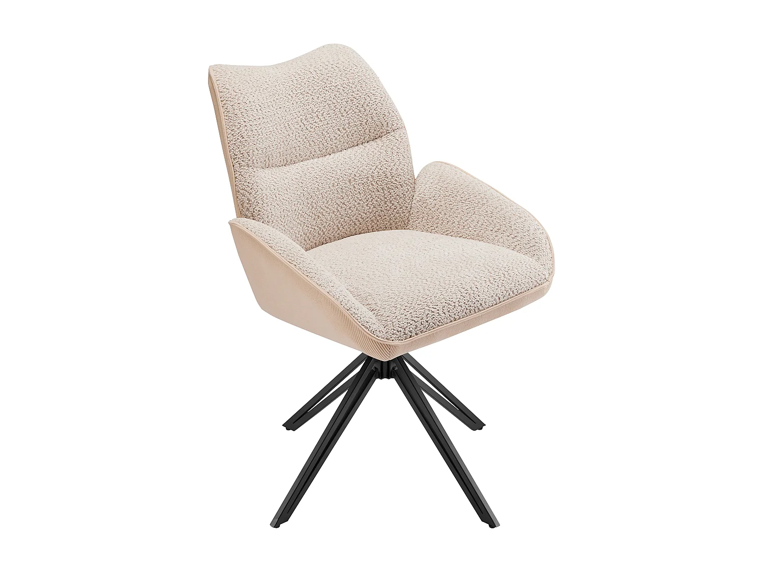 Lot de 6 Chaises de salle à manger - pivotant à 360° - tissu en sherpa - Blanc