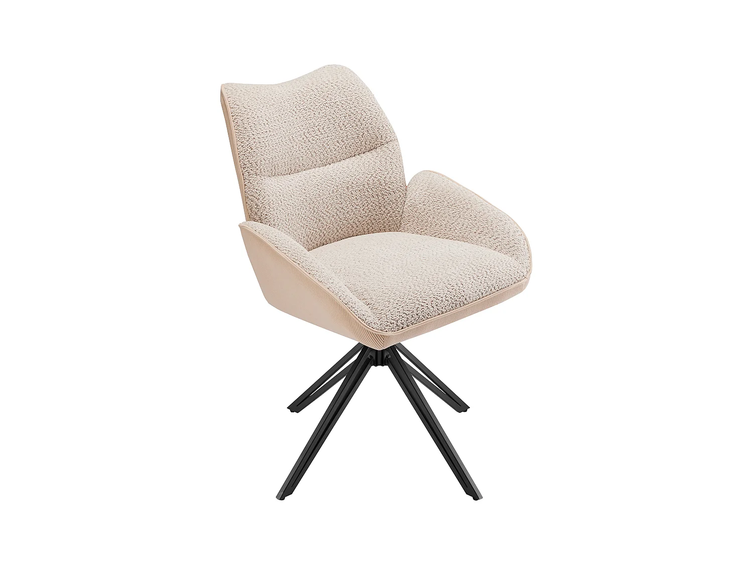 Set van 6 eetkamerstoelen - 360° draaibaar - sherpa stof - Wit