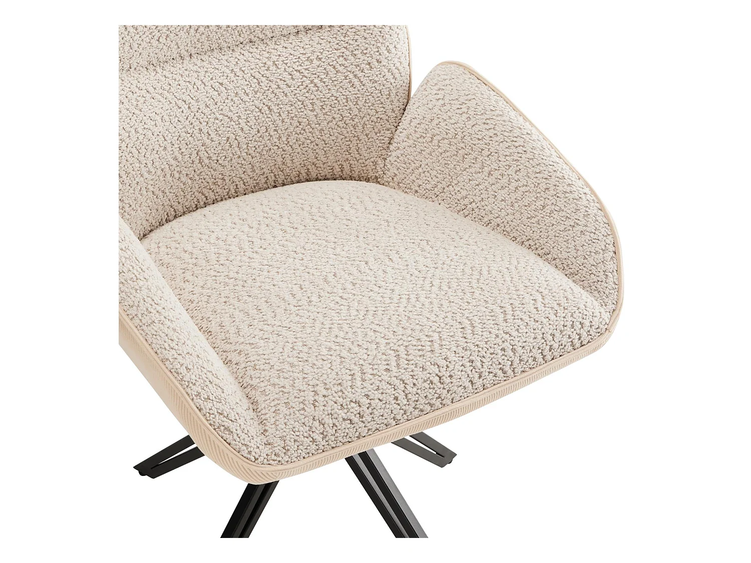 Set van 6 eetkamerstoelen - 360° draaibaar - sherpa stof - Wit