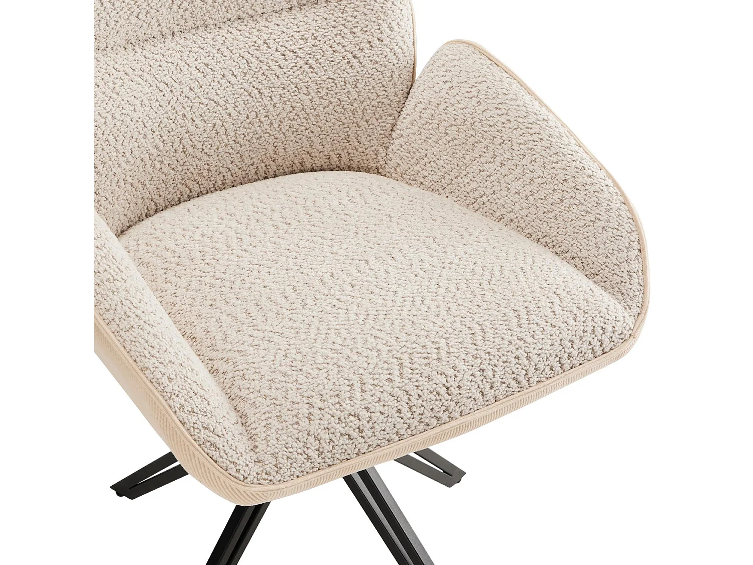 Lot de 2 Chaises de salle à manger - pivotant à 360° - tissu en sherpa - Blanc