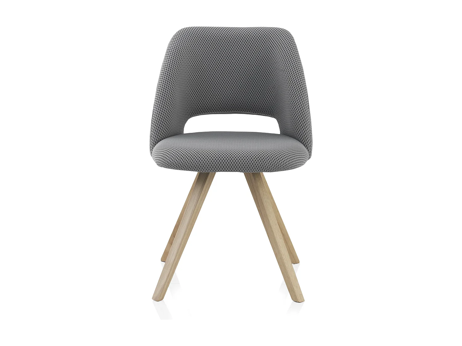 Pacote de 4 cadeiras estofadas em favo de mel cinzento com pés em madeira de hevea natural